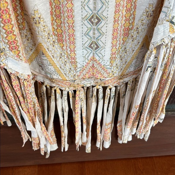 Free People High Low Fringe Dress - Cream and Tan - Picture 9 of 11